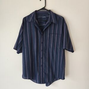 Puritan Men's Blue and Red Striped Casual Shirt